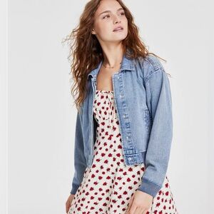 Celebrity Pink Bomber Denim Jacket